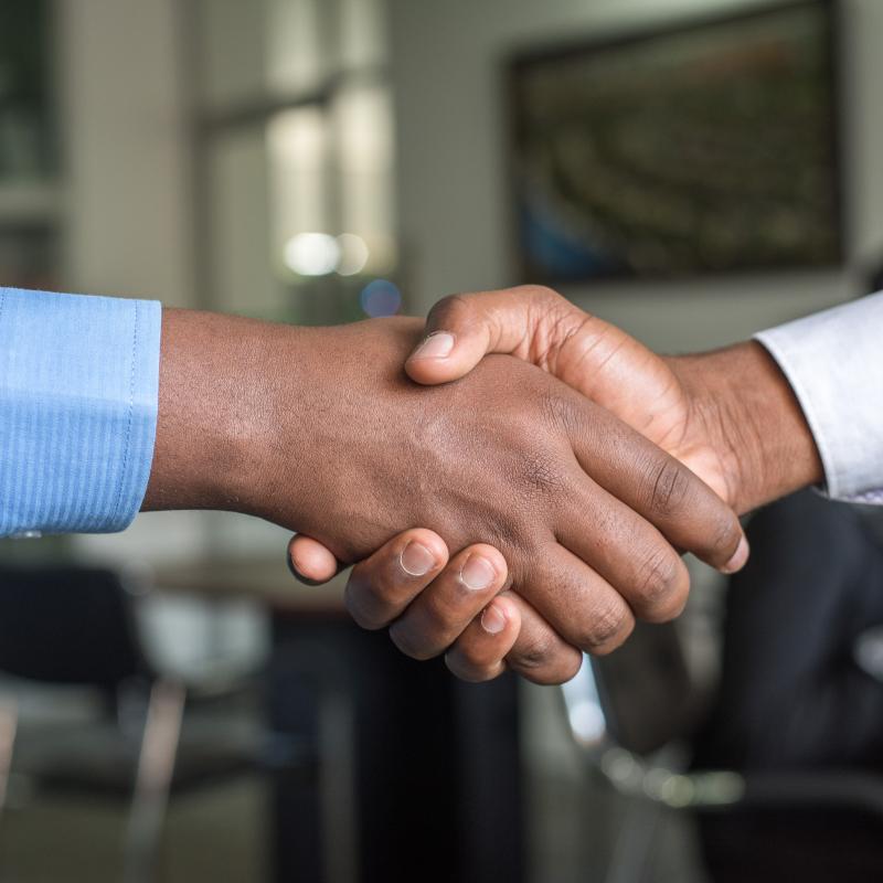 Two hands shaking each other